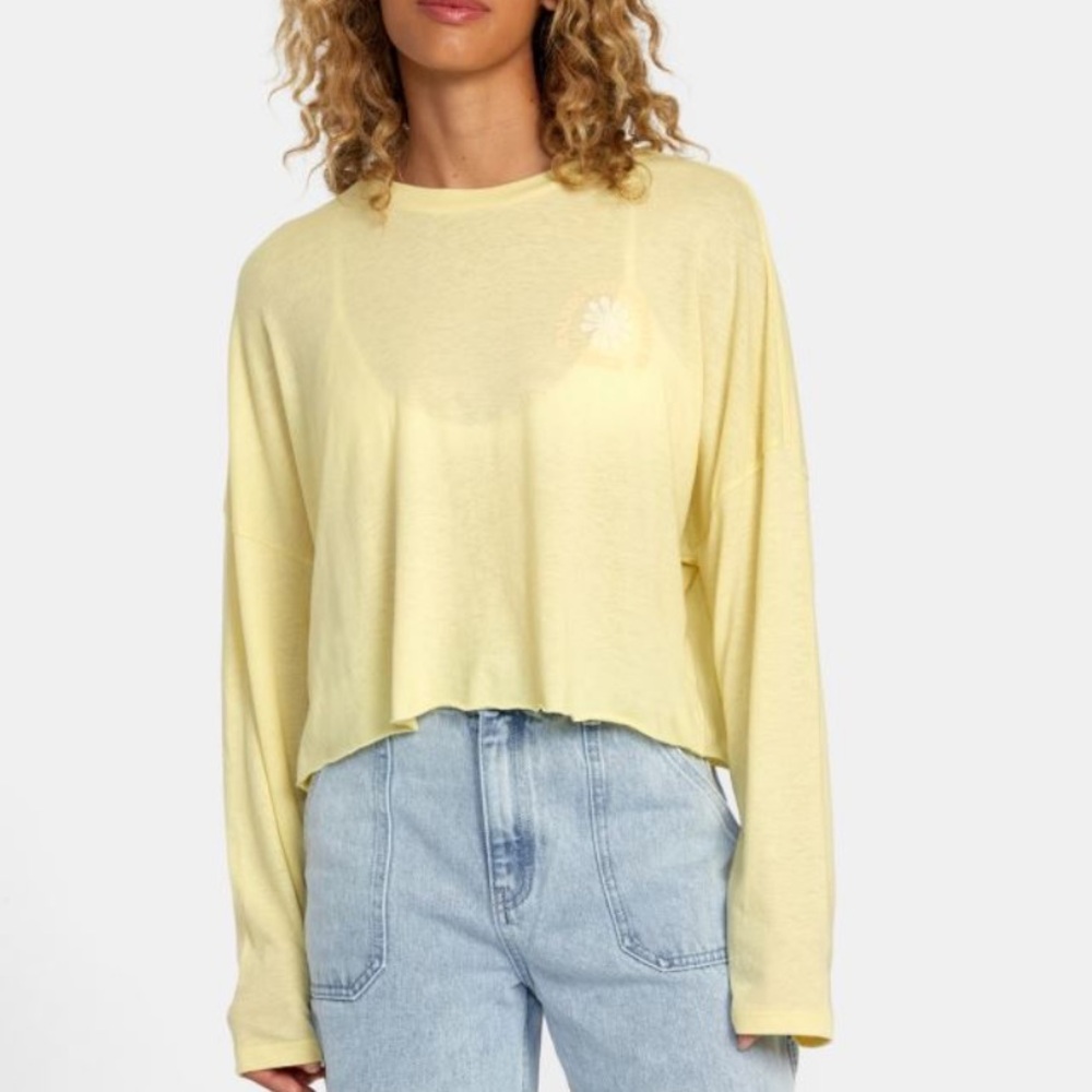 RVCA Yellow Long Sleeve Cropped  Shirt
